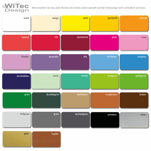 FN001 Farbmuster für Wandaufkleber