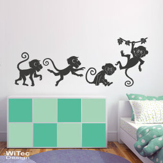 Wandtattoo Affe Wandaufkleber Affen Set Kinderzimmer