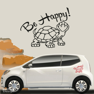 Autoaufkleber Schildkröte Turtle Be Happy Auto Aufkleber...