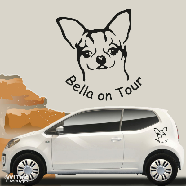 Hundeaufkleber Chihuahua on Tour Autoaufkleber