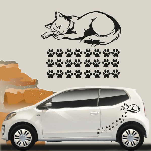 Autoaufkleber Katze Katzenpfoten Aufkleber Set Auto Sticker