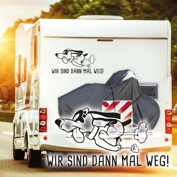 Wohmobil Aufkleber Hund Wir sind dann mal weg Womo