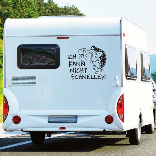 Wohmobil Aufkleber Schildkröte Ich kann nicht schneller Turtle Womo