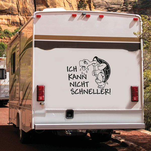 Wohmobil Aufkleber Schildkröte Ich kann nicht schneller Turtle Womo
