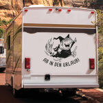 Wohnmobil Aufkleber Hexe Katze Ab in den Urlaub