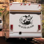 Wohnmobil Aufkleber Hexe Katze Ab in den Urlaub