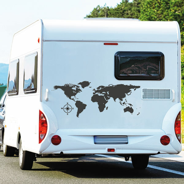 Wohnmobil Aufkleber Welt Weltkarte Kompass