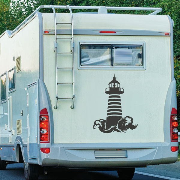 Aufkleber Wohnmobil Leuchtturm im Sturm Wohnwagen