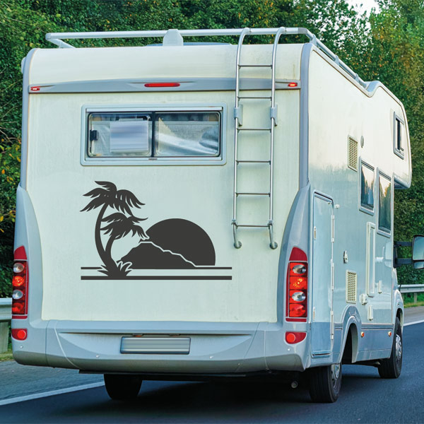 Aufkleber Wohnmobil Palme Sonnenuntergang Caravan