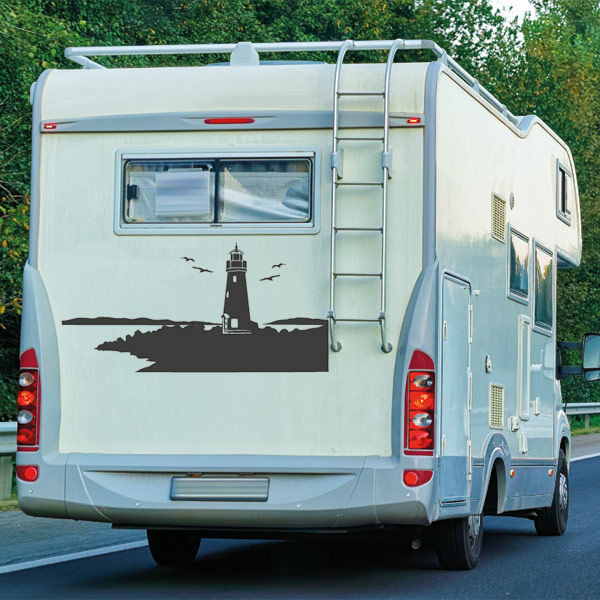 Aufkleber Wohnmobil Leuchtturm Möwen Caravan Womo