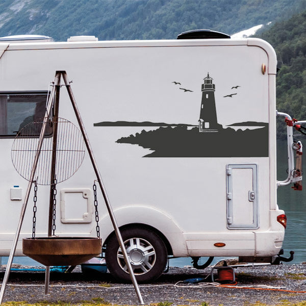 Aufkleber Wohnmobil Leuchtturm Möwen Caravan Womo