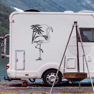 Aufkleber Wohnmobil Flamingo Palme Karibik 