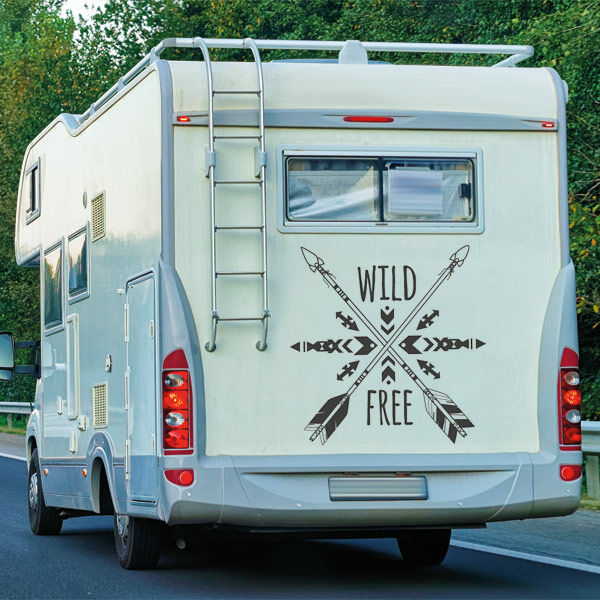 Aufkleber Wohnmobil Wild and Free Indian Ethno