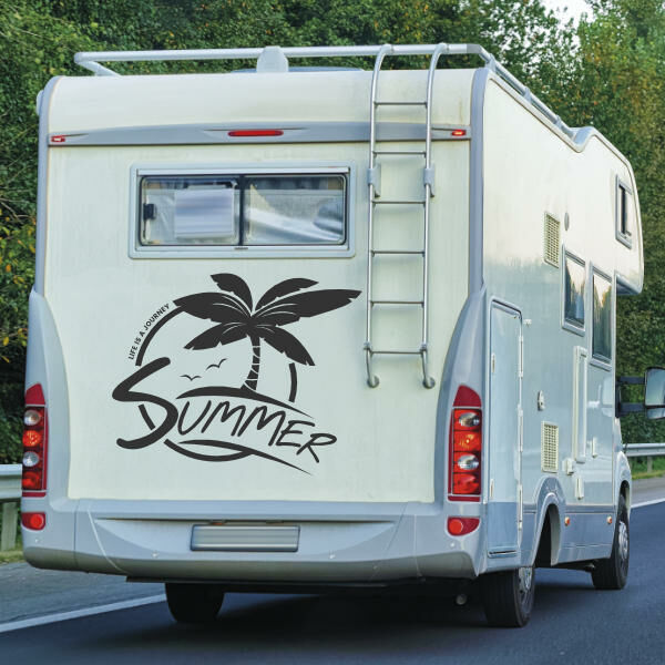 Aufkleber Wohnmobil Palme Life is a journey Wohnwagen Camper