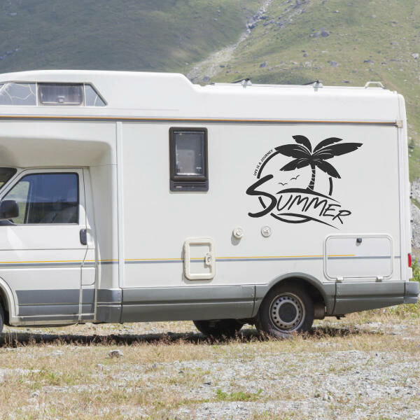 Aufkleber Wohnmobil Palme Life is a journey Wohnwagen Camper