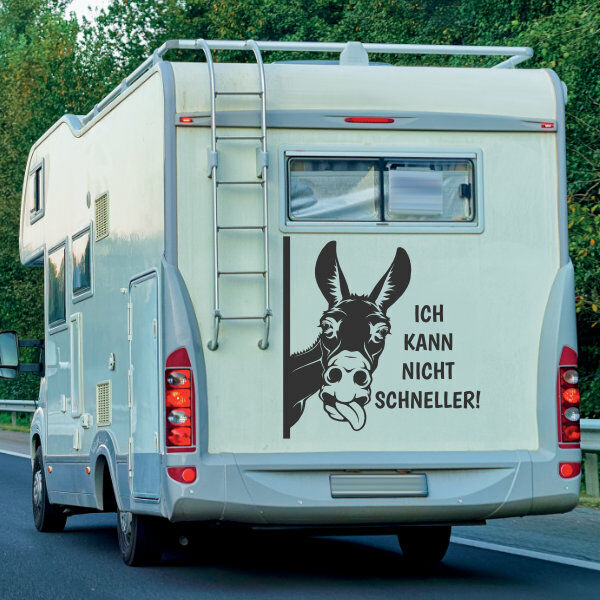 Aufkleber Wohnmobil Esel Ich kann nicht schneller Wohnwagen