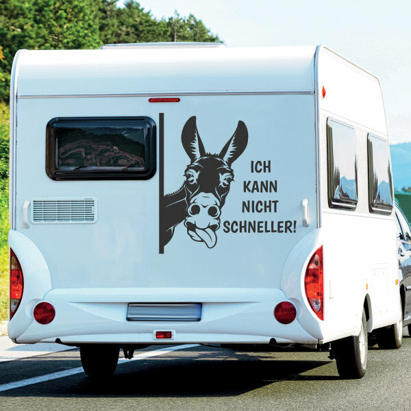 Aufkleber Wohnmobil Esel Ich kann nicht schneller Wohnwagen