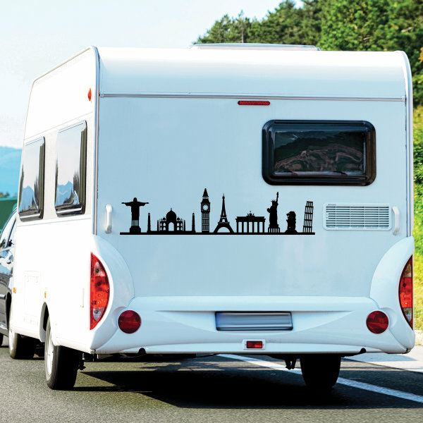 Aufkleber Wohnmobil Wahrzeichen around the world Wohnwagen Camper