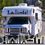 Aufkleber Wohnmobil Wahrzeichen around the world Wohnwagen Camper