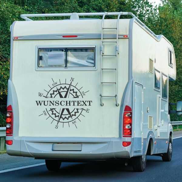 Aufkleber Wohnmobil Kompass Wunschtext Wohnwagen Caravan