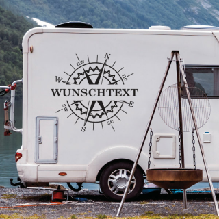 Aufkleber Wohnmobil Kompass Wunschtext Wohnwagen Caravan