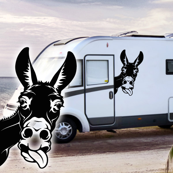 Wohnmobil Aufkleber Lustiger Esel hetz mich nicht abcaufkleber.de