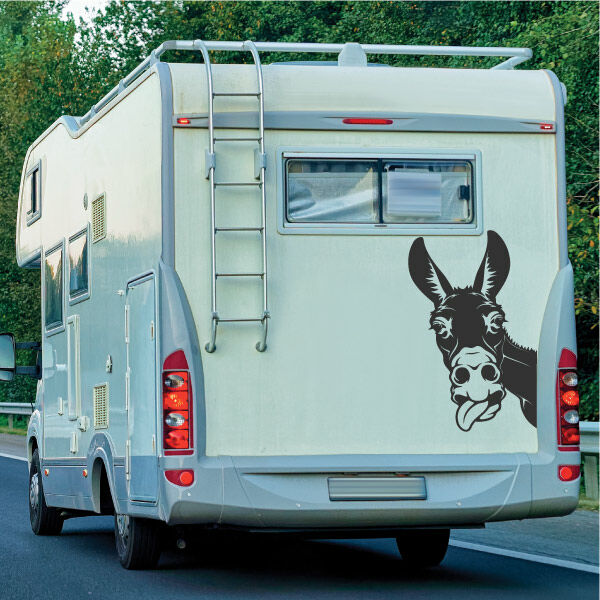 Aufkleber Wohnmobil Lustiger Esel Wohnwagen Caravan