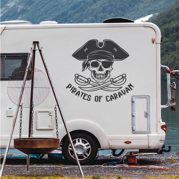Aufkleber Wohnmobil Pirates of Caravan Skull Wohnwagen Camper