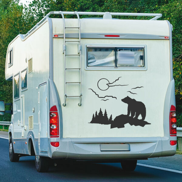 Aufkleber Wohnmobil Bär Landschaft Wohnwagen Camper