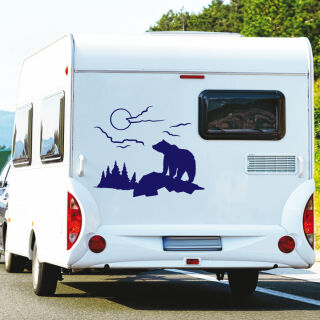 Aufkleber Wohnmobil Bär Landschaft Wohnwagen Camper