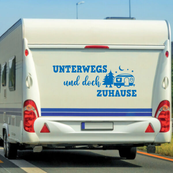 Aufkleber Wohnmobil UNTERWEGS und doch ZUHAUSE