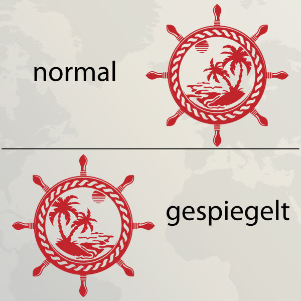 Wohnmobil Aufkleber Steuerrad Insel Palme Caravan