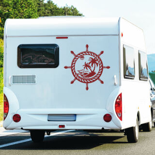 Wohnmobil Aufkleber Steuerrad Insel Palme Caravan