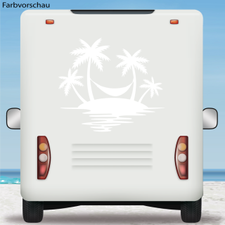 Wohnmobil Aufkleber Palmen Sonnenuntergang Hängematte