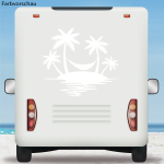 Wohnmobil Aufkleber Palmen Sonnenuntergang Hängematte