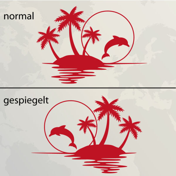 Wohnmobil Aufkleber Palmen Sonnenuntergang Delfin