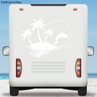 Wohnmobil Aufkleber Palmen Sonnenuntergang Delfin