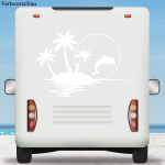 Wohnmobil Aufkleber Palmen Sonnenuntergang Delfin