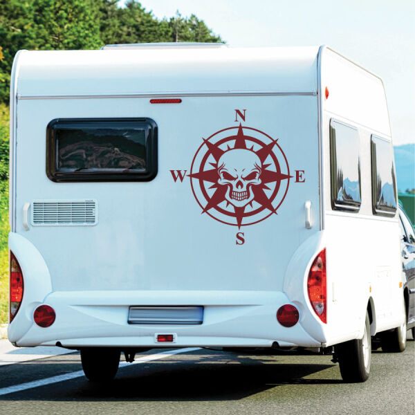 Wohnmobil Aufkleber Kompass Totenkopf Wohnwagen