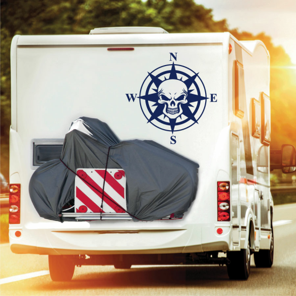Wohnmobil Aufkleber Kompass Totenkopf Wohnwagen