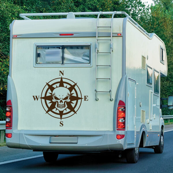 Wohnmobil Aufkleber Kompass Totenkopf Wohnwagen