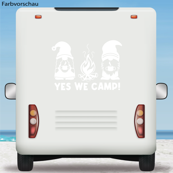 Aufkleber Wohnmobil YES WE CAMP und Gnome Caravan