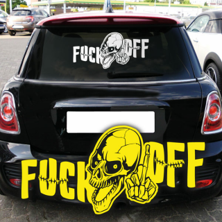Skull FUCK OFF Auto Aufkleber Heckscheibe