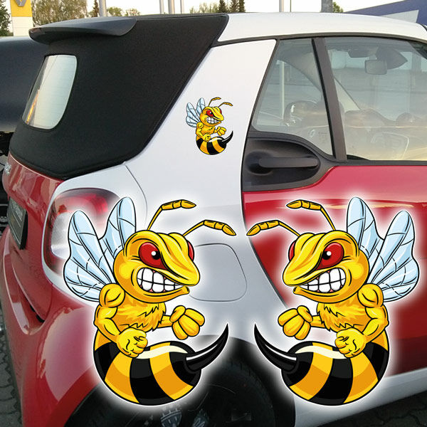 Autoaufkleber Lustige Comic Biene im 2er Set