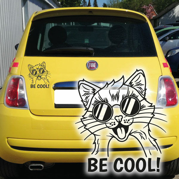 Katze mit Sonnenbrille BE COOL! Auto Aufkleber