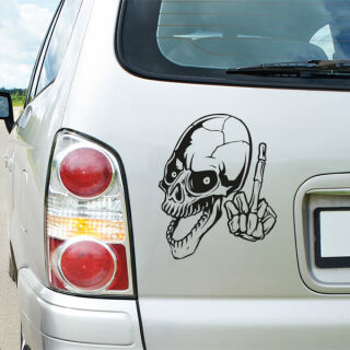 Totenkopf Skull Stinkefinger Auto Aufkleber 