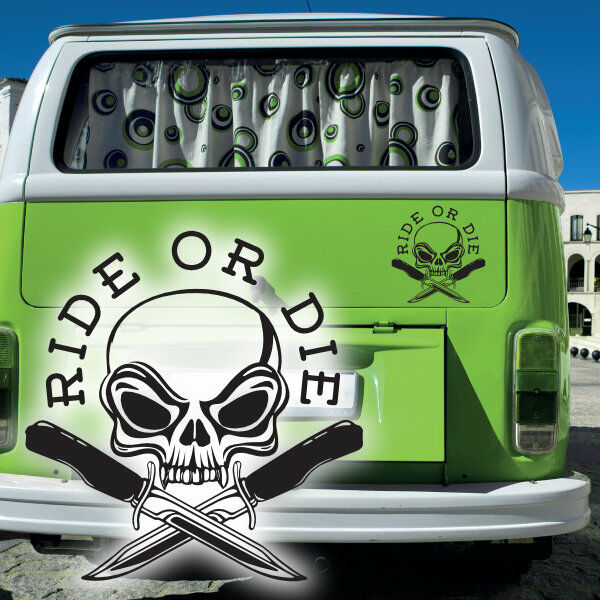 Skull RIDE OR DIE Biker Auto Aufkleber