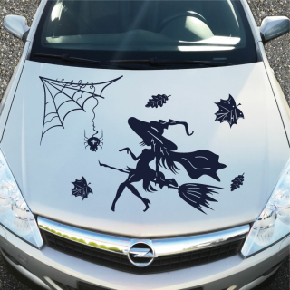 Hexe Spinne Halloween Auto Aufkleber