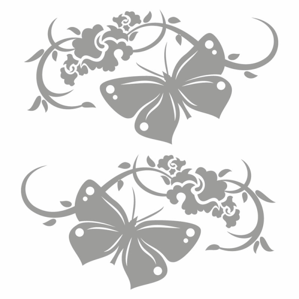 Blumenranke Schmetterling Aufkleber 2er Set Motiv Fly