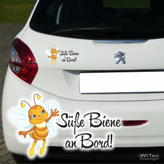 Süße Biene an Bord Wespe Auto Aufkleber